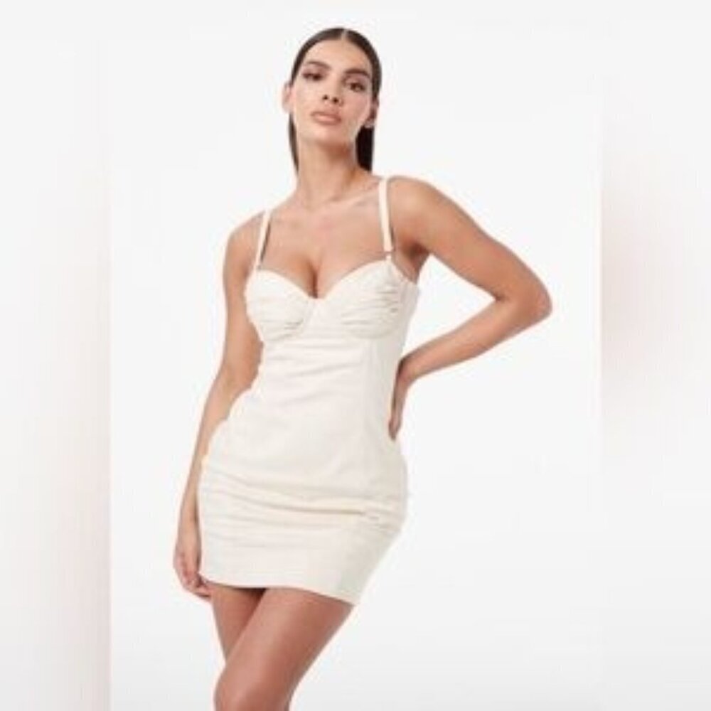 Mimii London cream denim mini dress size S